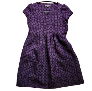 Nicola Bertti Purple Black Geometric Babydoll A-Line Pockets Dress